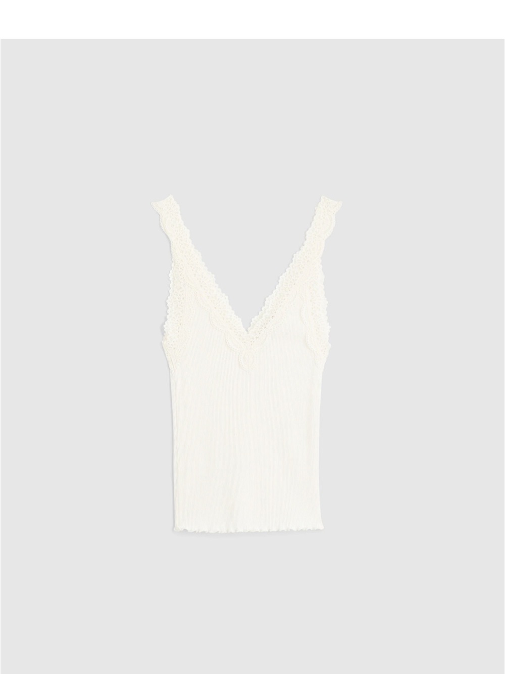 Madewell Ivory White Lace-Trim V-Neck Tank Top NZ773 Large